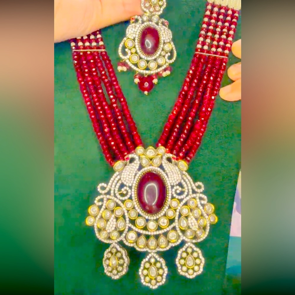 Swarovski Crystal necklace with Moisanite Victorian polish